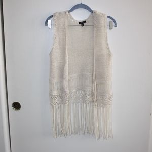 FANG Crochet Boho Creamy Beige Vest
